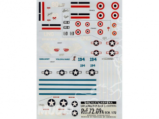 Decalques Carpena 7209a Lockheed P-38 F-5 Lightning avec partie resine 1/72