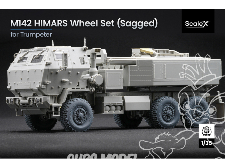 ScaleX accessoire militaire WM-35011S M142 Himars MV/T Set de roues affaissées Trumpeter 1/35