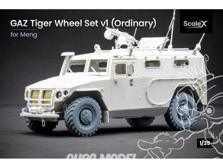 ScaleX accessoire militaire WM-35015 Gaz Tiger KI-115AM Set de roues ordinaires Meng 1/35