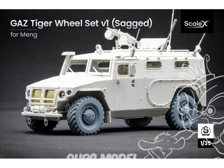 ScaleX accessoire militaire WM-35015S Gaz Tiger KI-115AM Set de roues affaissées Meng 1/35