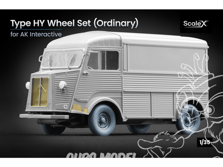 ScaleX accessoire militaire WM-35032 Citroën Type HY Pilote X Set de roues ordinaires Ak Interactive 1/35