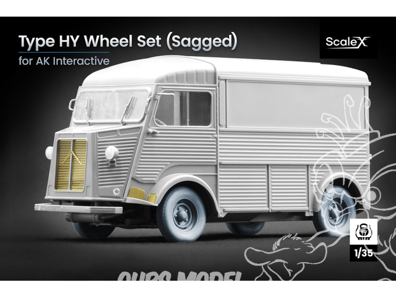ScaleX accessoire militaire WM-35032S Citroën Type HY Pilote X Set de roues affaissées Ak Interactive 1/35