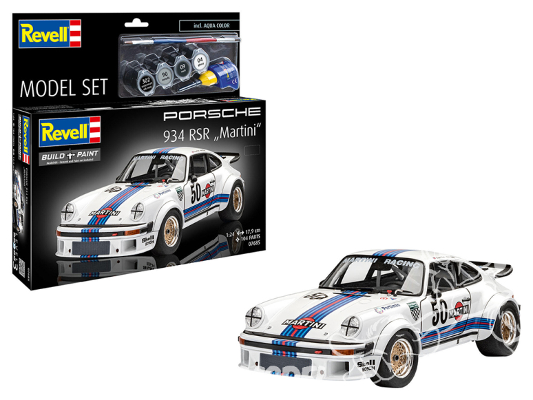 Revell maquette 67685 Model Set Maquette Porsche 934 RSR Martini avec peinture et accessoires de bas 1/24