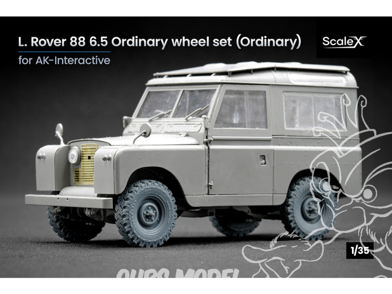 ScaleX accessoire militaire WM-35020 Land Rover 88 Xtra Grip 6.5 Set de roues ordinaires Ak Interactive 1/35