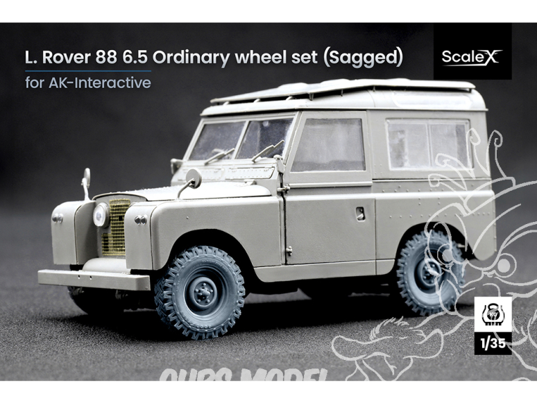 ScaleX accessoire militaire WM-35020S Land Rover 88 Xtra Grip 6.5 Set de roues affaissées Ak Interactive 1/35