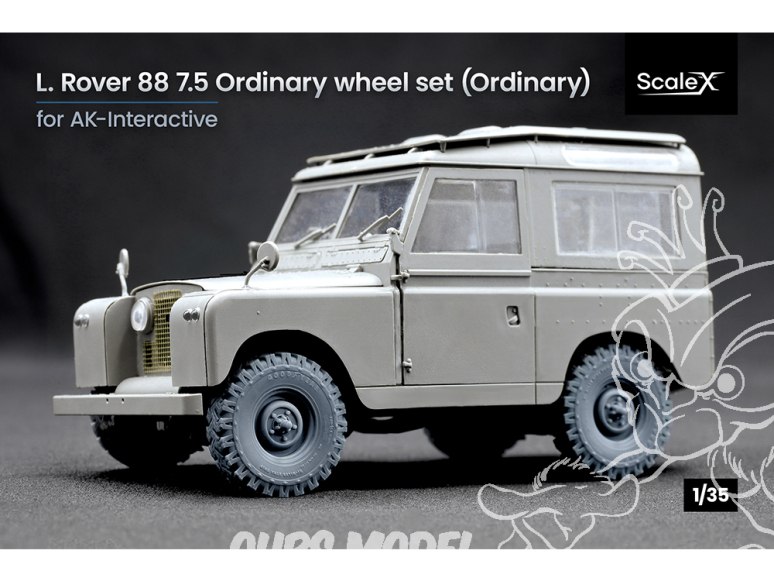 ScaleX accessoire militaire WM-35021 Land Rover 88 Xtra Grip 7.5 Set de roues ordinaires Ak Interactive 1/35