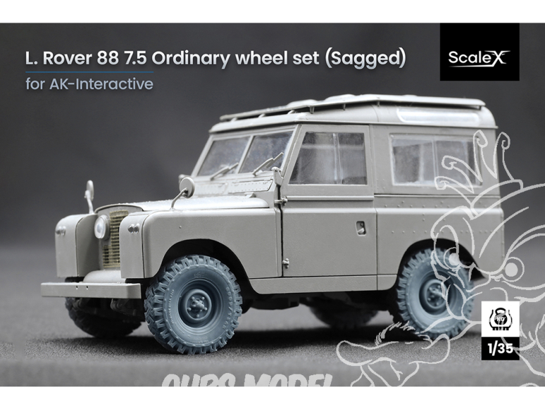ScaleX accessoire militaire WM-35021S Land Rover 88 Xtra Grip 7.5 Set de roues affaissées Ak Interactive 1/35