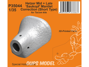 Special Hobby 3D Print militaire P35044 Hetzer Mid et Late Saukopf Correction de manteau de type court kit Tacom 1/35