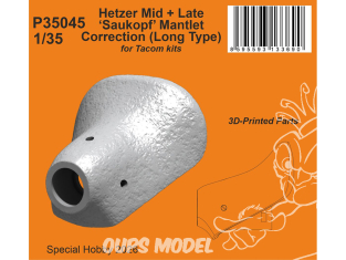 Special Hobby 3D Print militaire P35045 Hetzer Mid et Late Saukopf Correction de manteau de type long kit Tacom 1/35