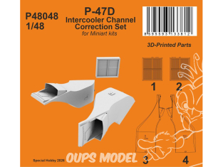 Special Hobby 3D Print P48048 Kit de correction des canaux d'intercooler P-47D kit Mini Art 1/48