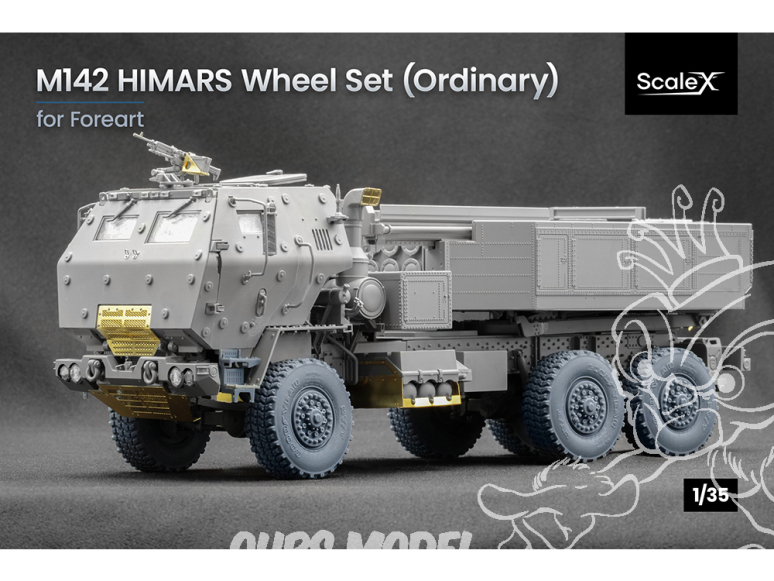 ScaleX accessoire militaire WM-35024 M142 HIMARS MV/T Set de roues ordinaires Foreart 1/35