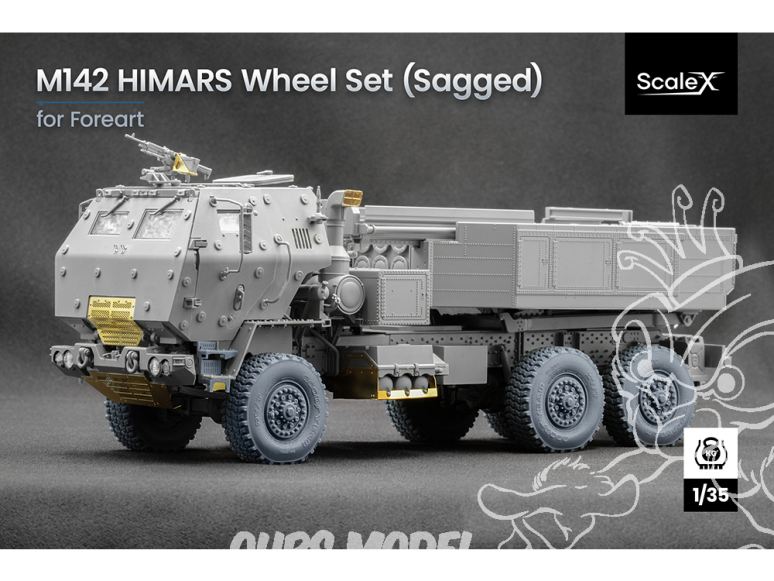ScaleX accessoire militaire WM-35024S M142 HIMARS MV/T Set de roues affaissées Foreart 1/35