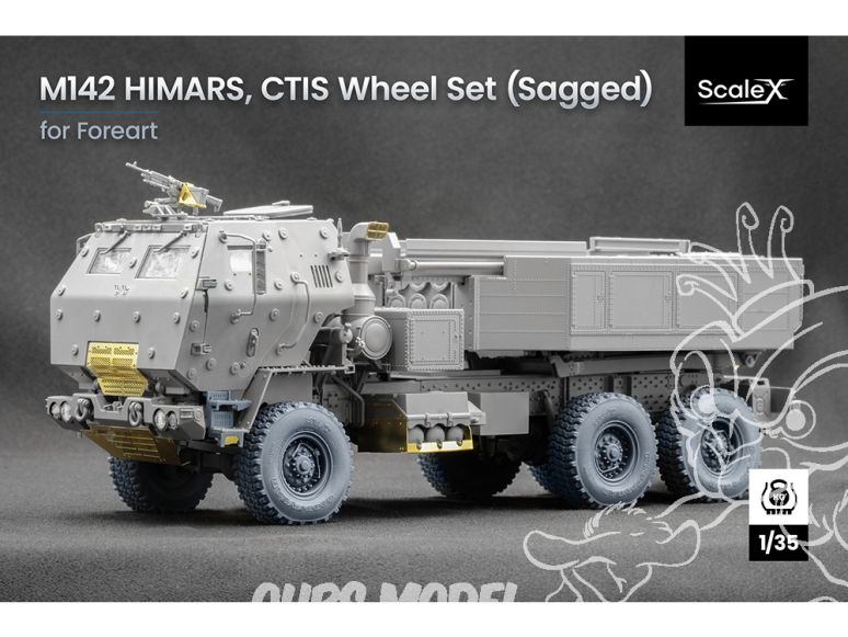 ScaleX accessoire militaire WM-35025S M142 HIMARS MV/T Set de roues affaissées avec CTIS Foreart 1/35