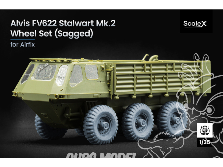 ScaleX accessoire militaire WM-35026S Alvis FV622 Stalwart Mk.2 Set de roues affaissées Airfix 1/35