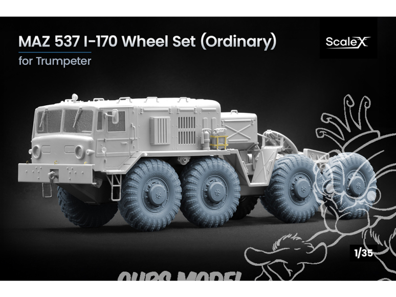ScaleX accessoire militaire WM-35027 MAZ 537 I-170 Set de roues ordinaires Trumpeter 1/35