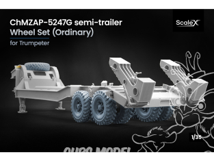 ScaleX accessoire militaire WM-35029 ChMZAP-5247G Semi Trailer Set de roues ordinaires Trumpeter 1/35