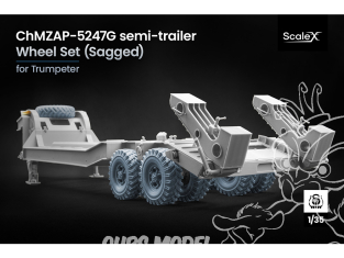 ScaleX accessoire militaire WM-35029S ChMZAP-5247G Semi Trailer Set de roues affaissées Trumpeter 1/35