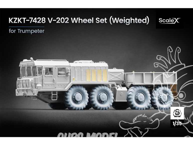 ScaleX accessoire militaire WM-35030S KZKT-7428 V-202 Set de roues affaissées Trumpeter 1/35
