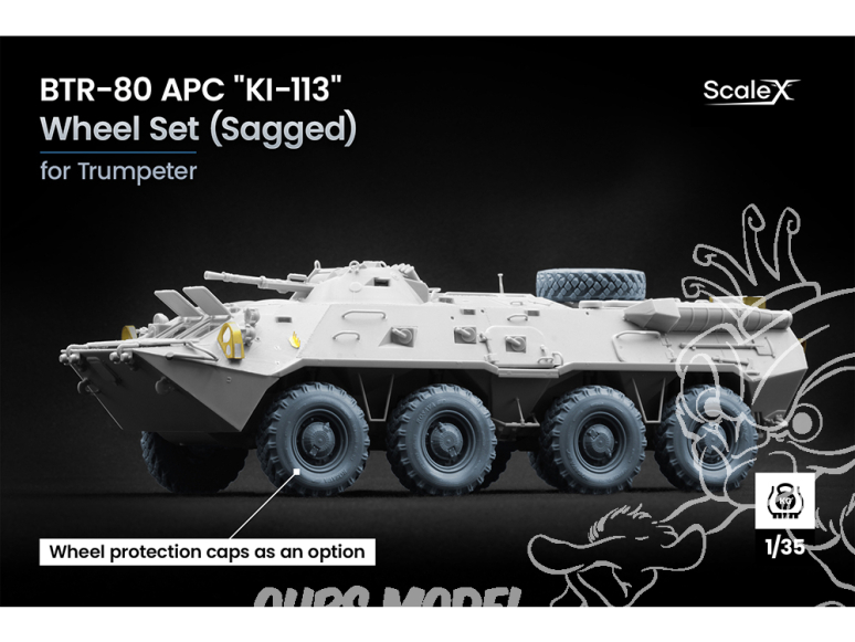 ScaleX accessoire militaire WM-35035S BTR-80 APC Set KI-113 Set de roues affaissées Trumpeter 1/35