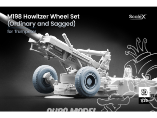 ScaleX accessoire militaire WM-35038C M198 Howitzer Set de roues ordinaires et affaissées Trumpeter 1/35