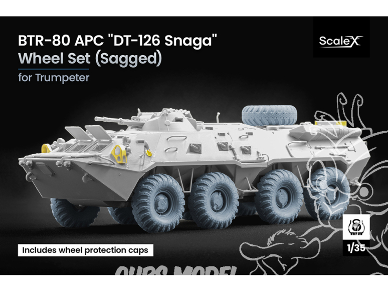ScaleX accessoire militaire WM-35039S BTR-80 APC DT-126 Snaga Set de roues affaissées Trumpeter 1/35