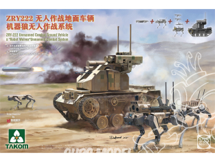 Takom maquette militaire 2223 Véhicule de combat sans pilote ZRY-222 et système de combat sans pilote Robot Wolves 1/35