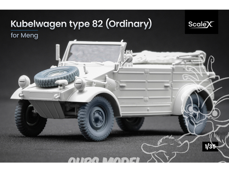 ScaleX accessoire militaire WW-35003 VW Type 82 Kubelwagen set de roues ordinaires Meng / Tamiya 1/35