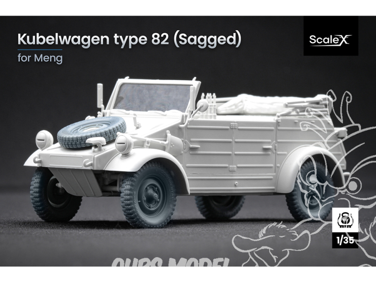 ScaleX accessoire militaire WW-35003S VW Type 82 Kubelwagen set de roues affaissées Meng / Tamiya 1/35