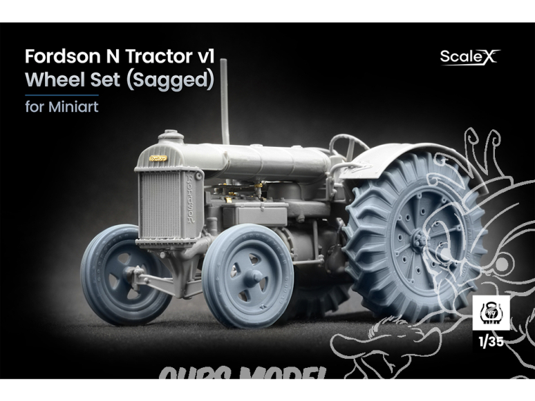ScaleX accessoire militaire WW-35004S Fordson N Tracteur de ferme v1 set de roues affaissées Mini Art 1/35