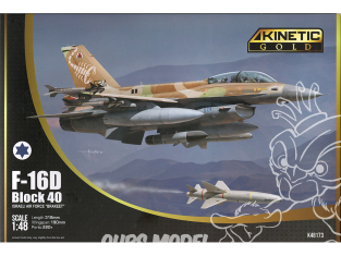 Kinetic maquette avion K48173 F-16C Block 40 Air force Israélienne BRAKEET Gold édition 1/48