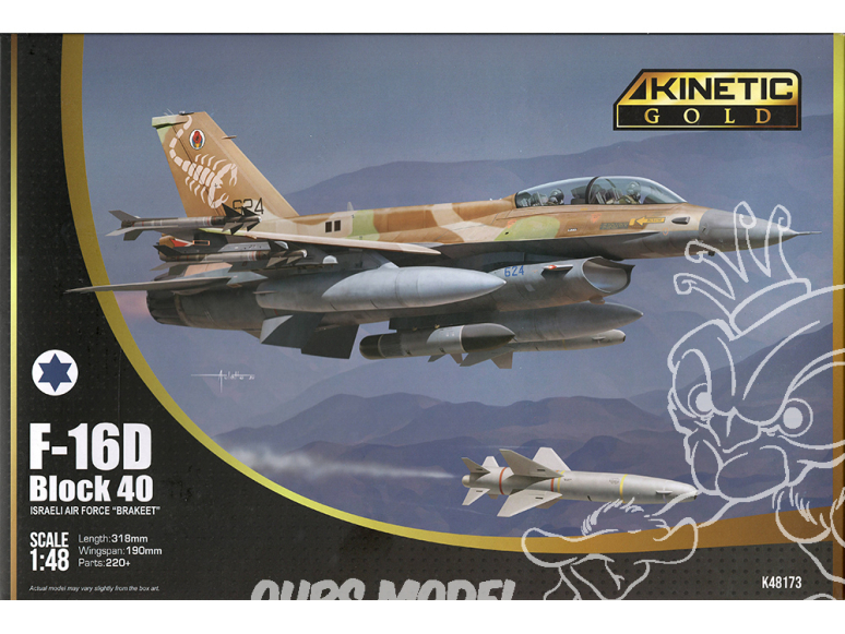 Kinetic maquette avion K48173 F-16C Block 40 Air force Israélienne BRAKEET Gold édition 1/48
