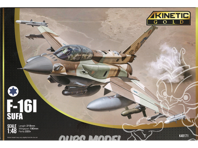 Kinetic maquette avion K48171 F-16I SUFA Gold édition 1/48