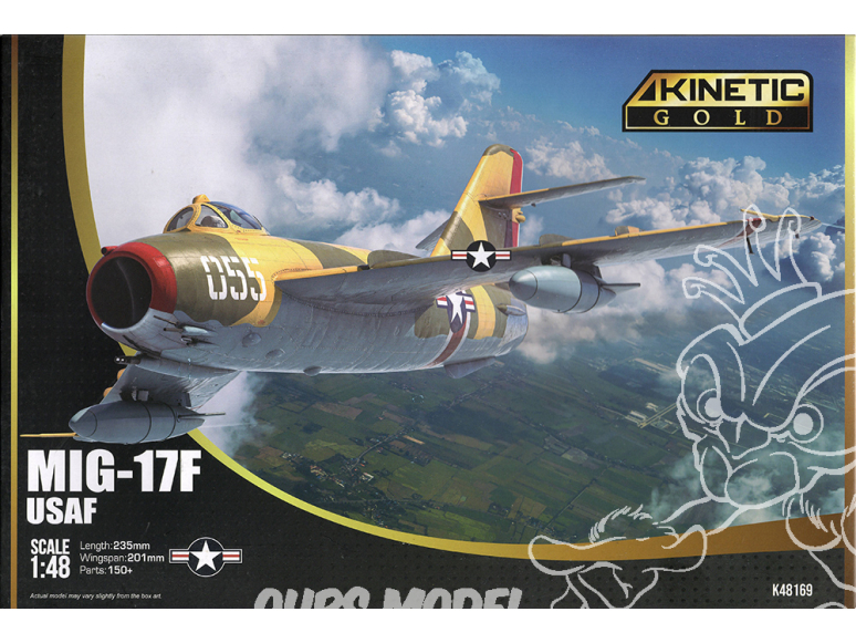 Kinetic maquette avion K48169 Mikoyan-Gourevitch MIG-17F USAF Gold édition 1/48