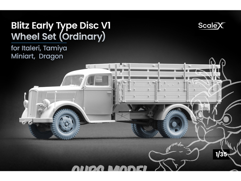 ScaleX accessoire militaire WW-35006 Opel Blitz Early v1 set de roues ordinaires Italeri / Tamiya / Mini Art / Dragon 1/35