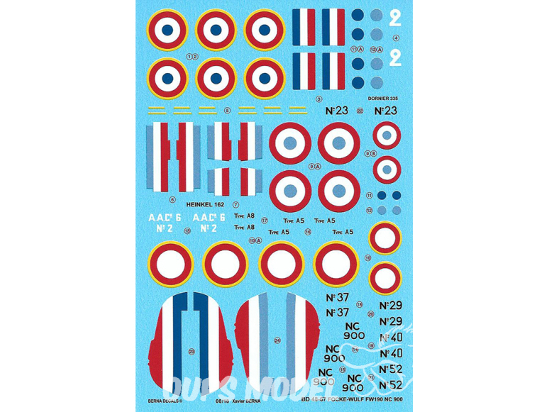 Decalques Berna decals BD48-67 Avions Allemands aux couleurs Francaises 1/48