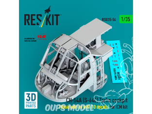 ResKit RSU35-0054 CH-54A (S-64E) Tarhe, cockpit, édition de base décalcomanies 3D pour kit ICM imprimé en 3D 1/35