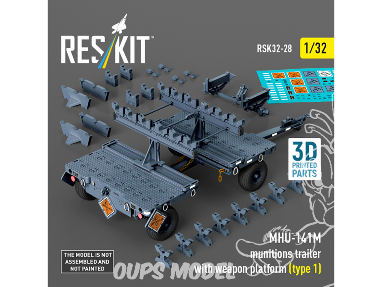 ResKit kit RSK32-0028 Remorque à munitions MHU-141M avec plateforme d'armement type 1 Maquette imprimée en 3D 1/32