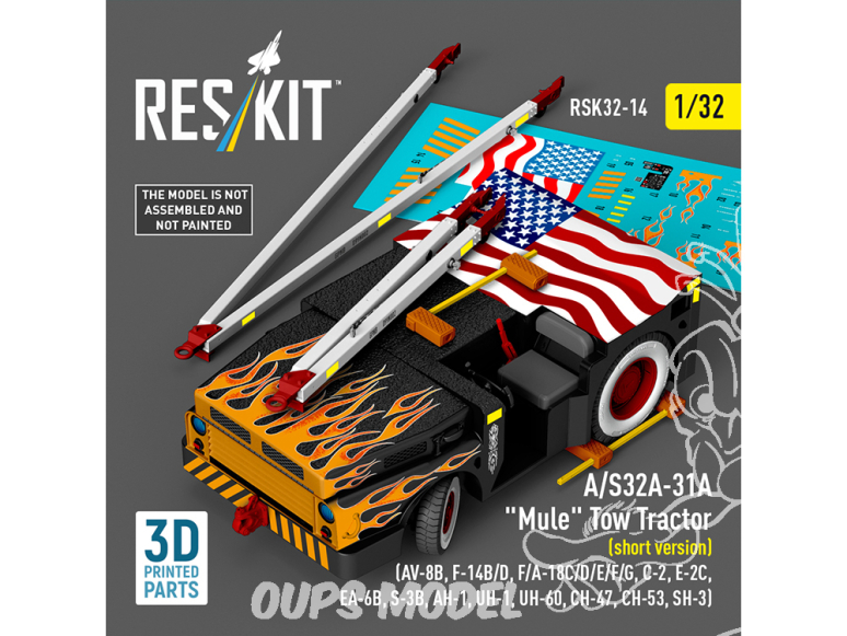 ResKit kit RSK32-0014 Kit de maquette imprimée en 3D du tracteur de remorquage Mule A/S32A-31A version courte 1/32