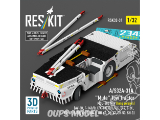 ResKit kit RSK32-0031 Kit de maquette imprimée en 3D du tracteur de remorquage Mule A/S32A-31A MSU-200 NAV version longue 1/32