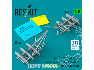 ResKit RSU35-0036 Cadre de montage d'arme Hip pour Mi-8 avec BD3-57KrV URSS/Ukraine Late kit Trumpeter 2 pièces 3D 1/35