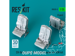 ResKit RSU35-0005 Sièges de pilote CH-54A S-64E Tarhe pour kit ICM (3 pièces) imprimés en 3D 1/35