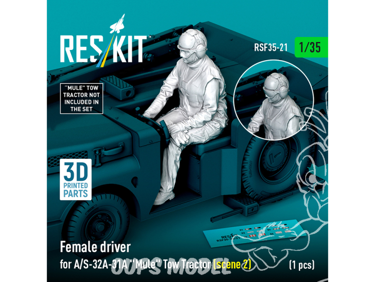 ResKit Figurine RSF35-0021 Conductrice tracteur de remorquage Mule A/S-32A-31A, scène 2, 1 pièce imprimée en 3D 1/35
