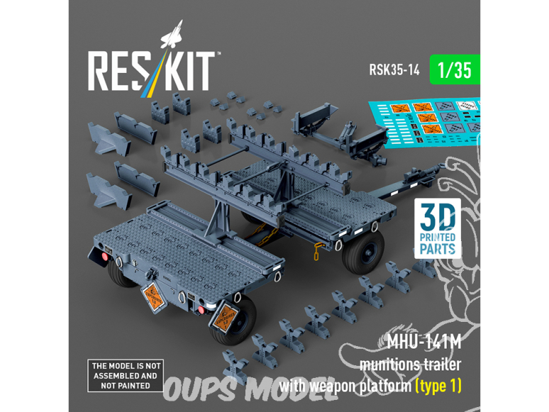 ResKit kit RSK35-0014 Remorque à munitions MHU-141M avec plateforme d'armement type 1 Maquette imprimée en 3D 1/35