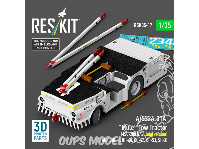ResKit kit RSK35-0017 Kit imprimée en 3D du tracteur de remorquage Mule A/S32A-31A MSU-200 NAV version longue 1/35