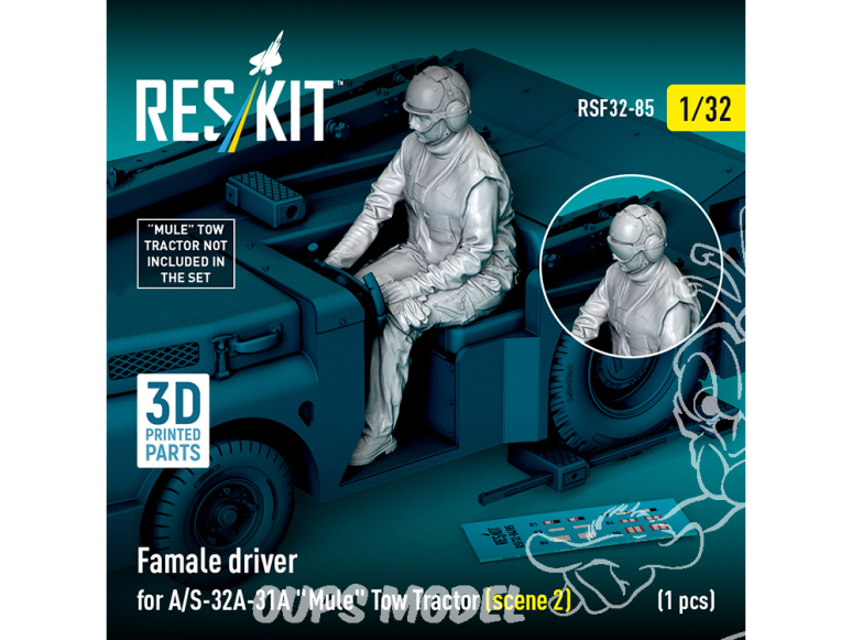 ResKit Figurine RSF32-0085 Conductrice tracteur de remorquage Mule A/S-32A-31A, scène 2, 1 pièce imprimée en 3D 1/35