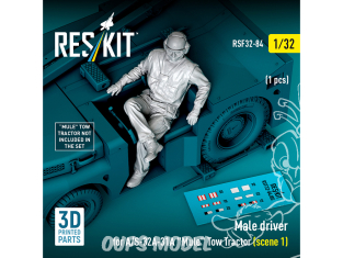 ResKit Figurine RSF32-0084 Conducteur tracteur de remorquage Mule A/S-32A-31A, scène 1, 1 pièce imprimée en 3D 1/32 ResKit Figurine RSF32-0084 Conducteur tracteur de remorquage Mule A/S-32A-31A, scène 1, 1 pièce imprimée en 3D 1/32