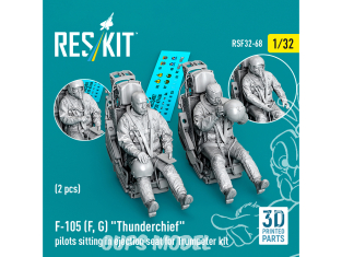 ResKit Figurine RSF32-0068 Pilotes F-105F/G Thunderchief assis dans siège éjectable kit Trumpeter 2 pièces imprimées en 3D 1/32 ResKit Figurine RSF32-0068 Pilotes F-105F/G Thunderchief assis dans siège éjectable kit Trumpeter 2 pièces imprimées en 3D 1/32