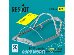 ResKit RSU32-0204 Cadre de verrière fermée pour F-35A Lightning II kit Italeri et Academy impression 3D 1/35