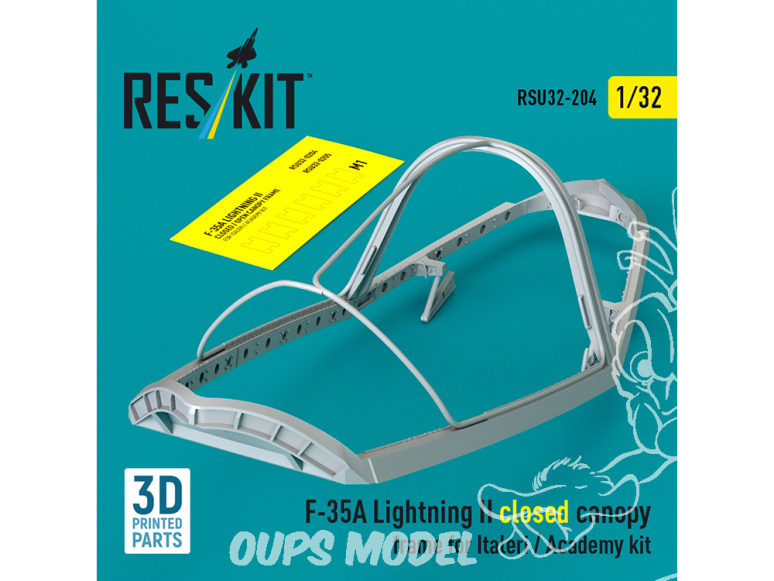 ResKit RSU32-0204 Cadre de verrière fermée pour F-35A Lightning II kit Italeri et Academy impression 3D 1/35