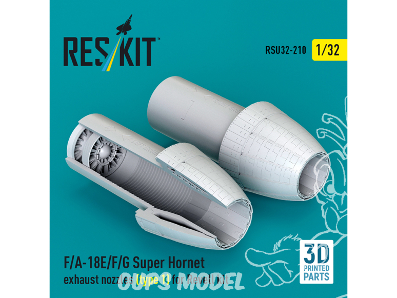 ResKit RSU32-0210 Tuyères d'échappement type1 pour maquette Revell F/A-18E/F/G Super Hornet impression 3D 1/35